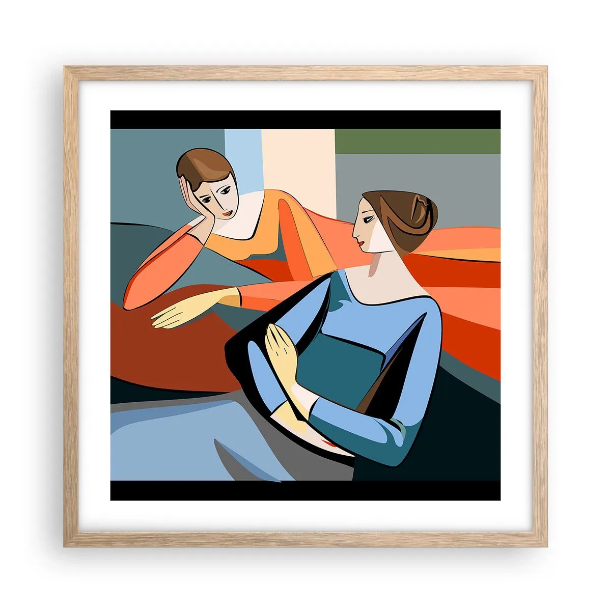 Pôster com moldura de carvalho claro - Um momento de confiança - 50x50 cm