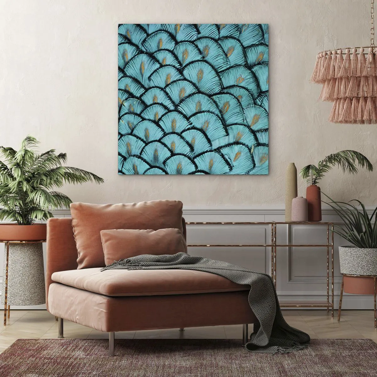 Quadro em tela - A grande gala de penas - 30x30 cm