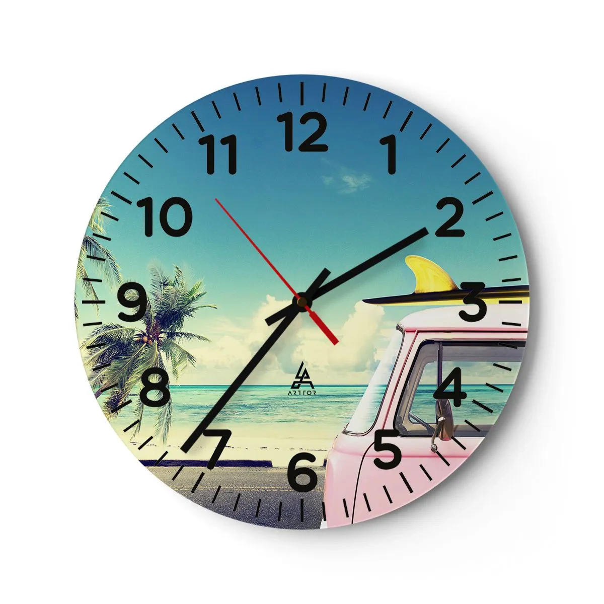 Relógio de parede - Relógio em vidro - Está na hora das férias - 30x30 cm