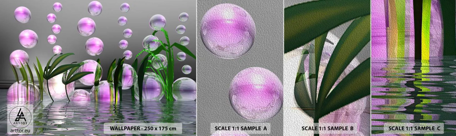 Amostra de papel de parede Premium Sand - Composição reflexiva da leveza e da vida - Abstração, Gráficos, 3D - 100x30 cm