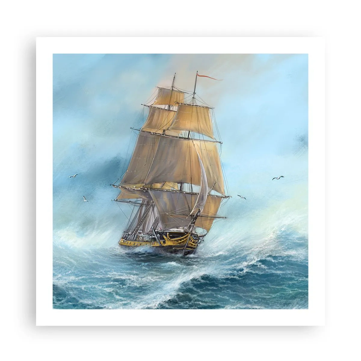 Pôster - Correndo sobre as ondas - 60x60 cm