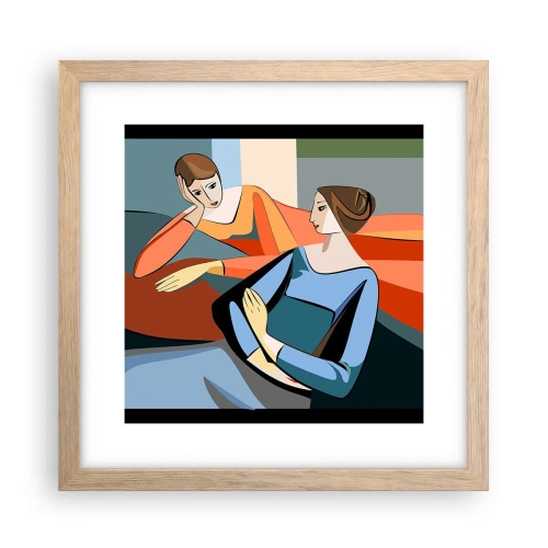 Pôster com moldura de carvalho claro - Um momento de confiança - 30x30 cm