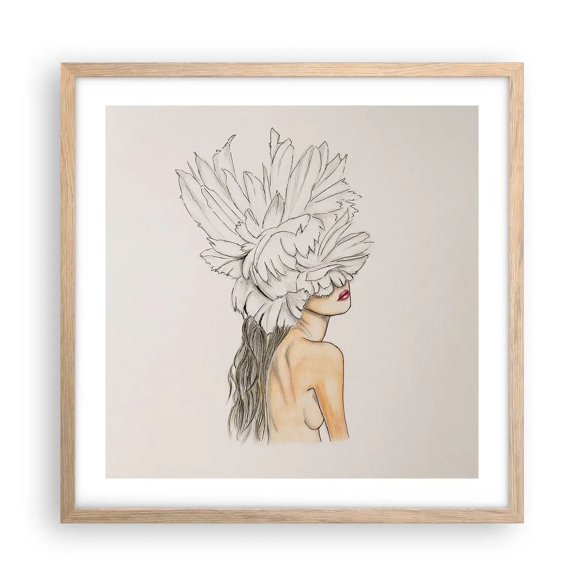 Pôster com moldura de carvalho claro - Beleza coroada - 50x50 cm