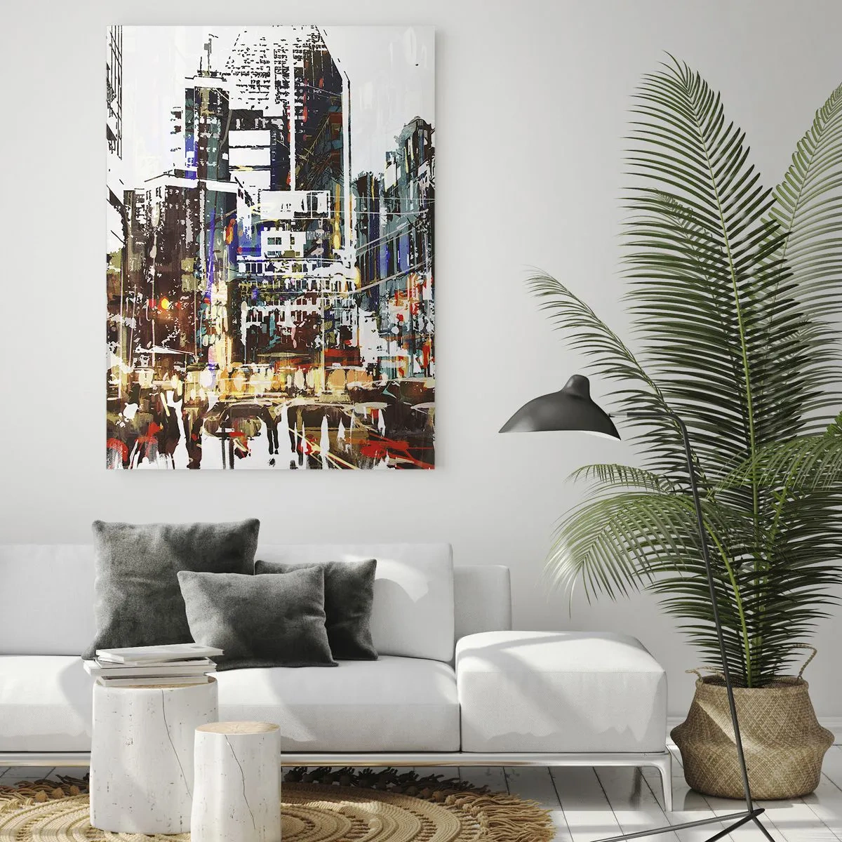 Quadro em vidro - Cidade cintilante - 50x70 cm