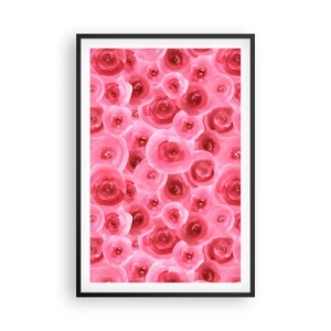 Pôster com moldura preta - Rosas acima e abaixo - 61x91 cm