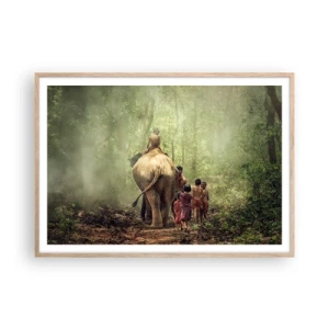 Pôster com moldura de carvalho claro - Novo Livro da Selva - 100x70 cm
