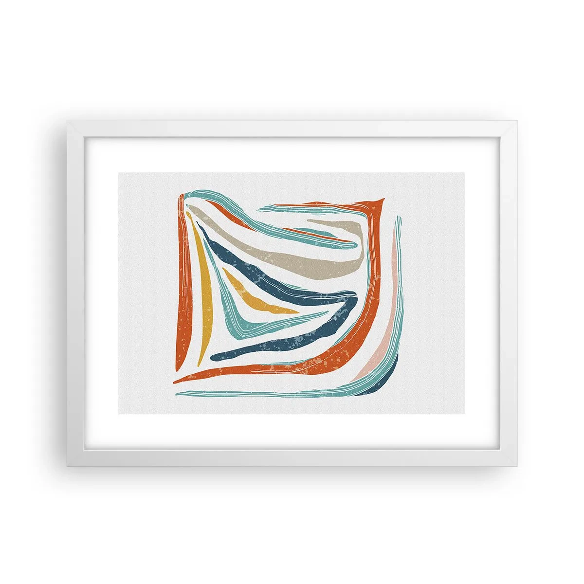 Pôster em moldura branca - Abstração com um sorriso amigável - 40x30 cm