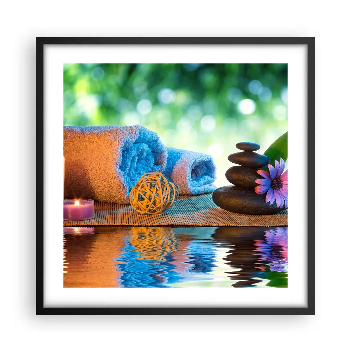 Pôster com moldura preta - Tempo para o corpo - 50x50 cm