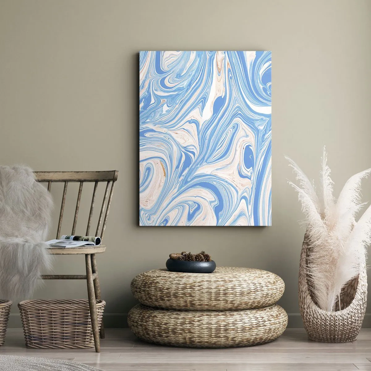 Quadro em tela - Derramado em turquesa - 70x100 cm