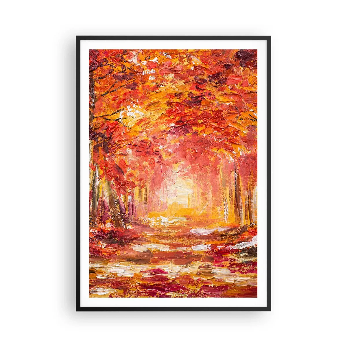 Pôster com moldura preta - Floresta de cobre - 70x100 cm