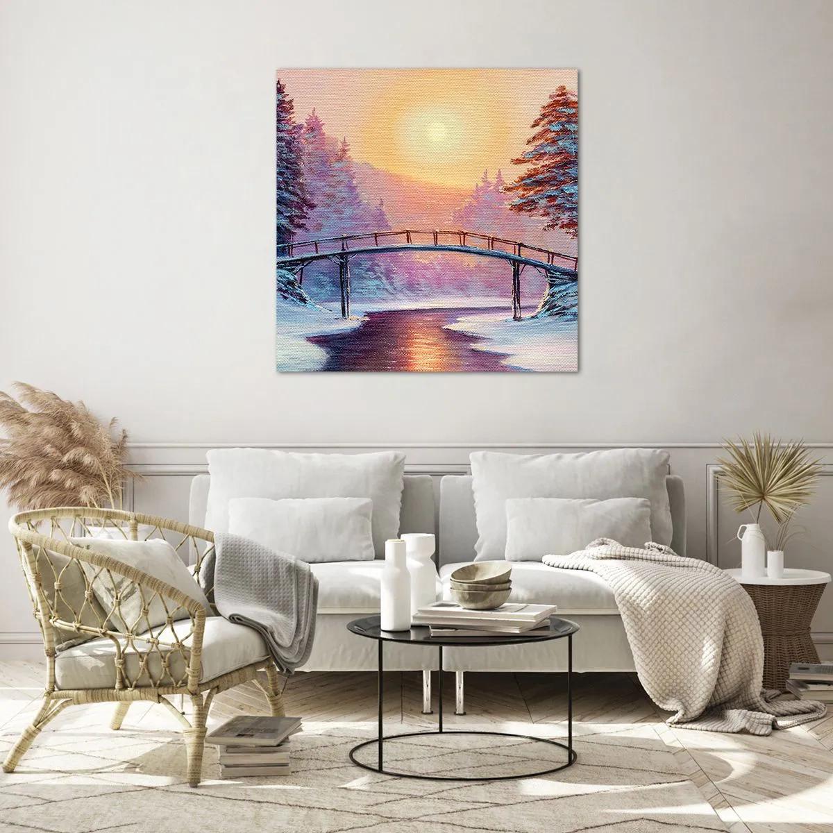 Quadro em vidro - Quatro estações - inverno - 30x30 cm