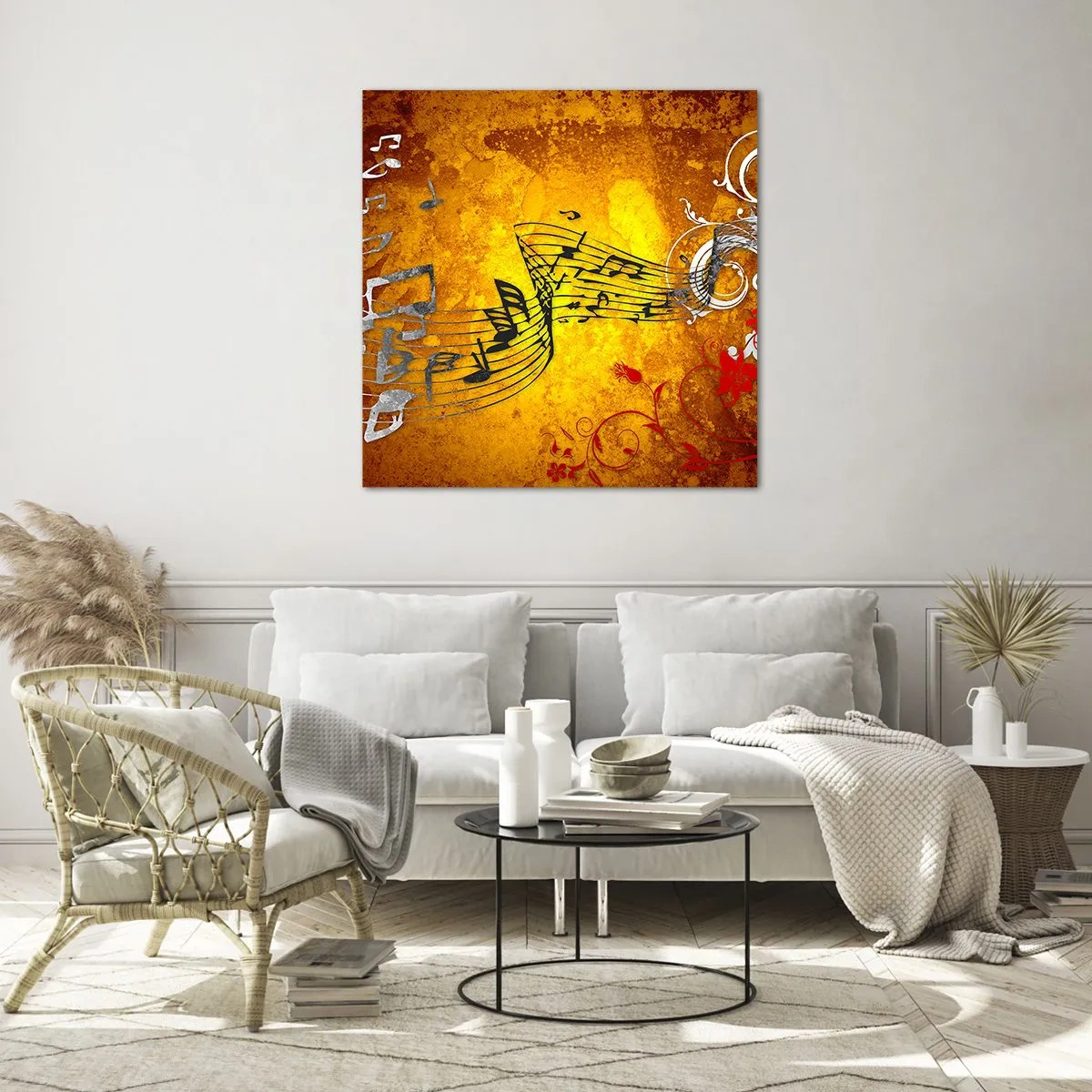 Quadro em vidro - Deixe a música fluir - 70x70 cm