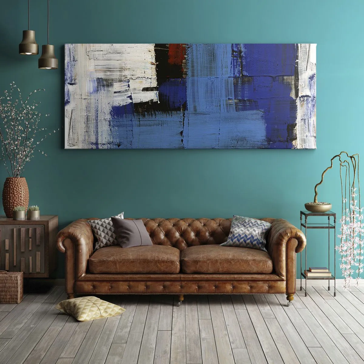 Quadro em tela - O segredo do azul - 160x50 cm