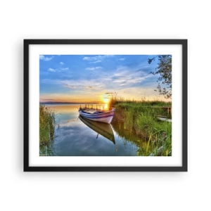 Pôster com moldura preta - Enseada de sonhos realizados - 50x40 cm