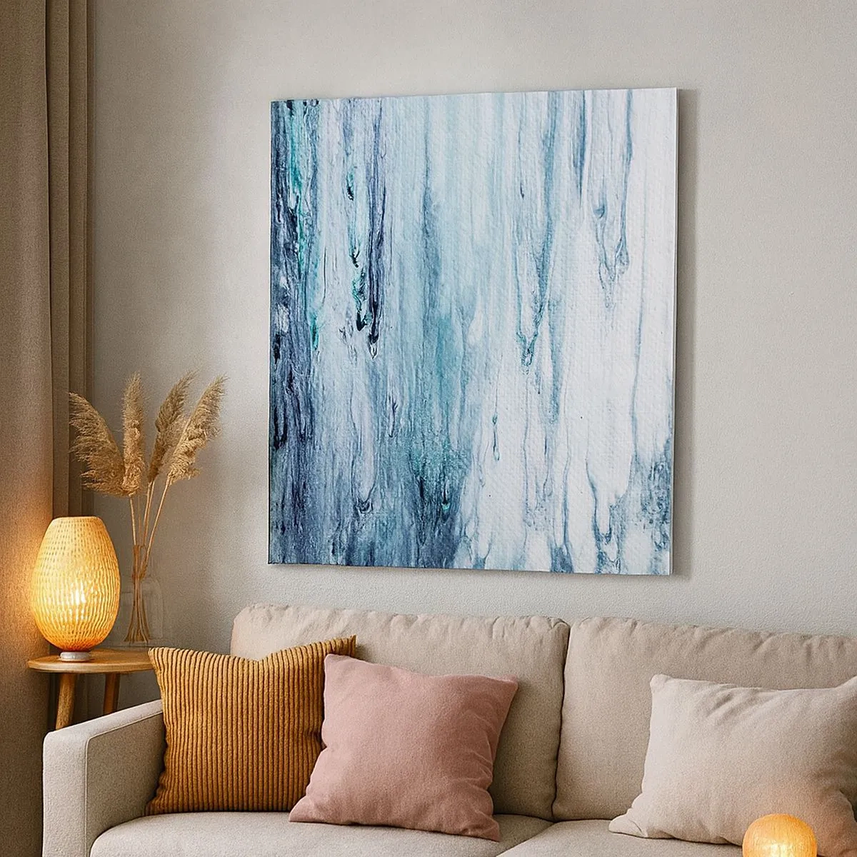 Quadro em tela - Estalactites em azul - 30x30 cm