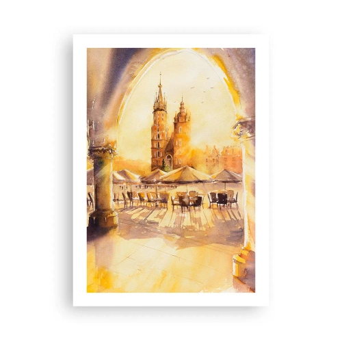 Pôster - Pôr do sol na praça do mercado de Cracóvia - 50x70 cm
