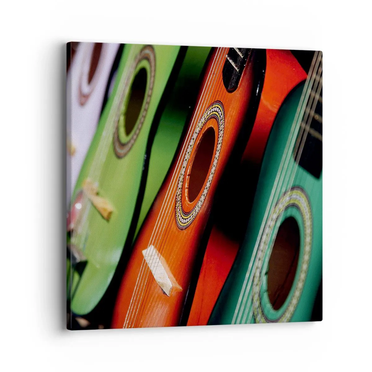 Quadro em tela - A guitarra tem muitas cores - 40x40 cm