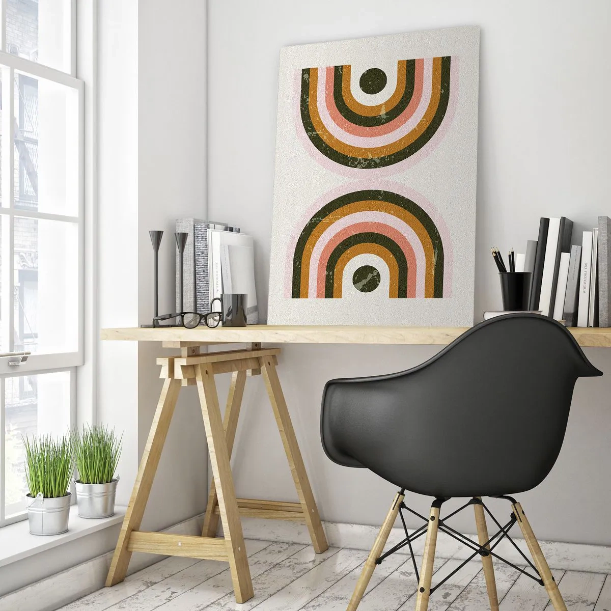 Quadro em vidro - Abstração gêmea - 50x70 cm