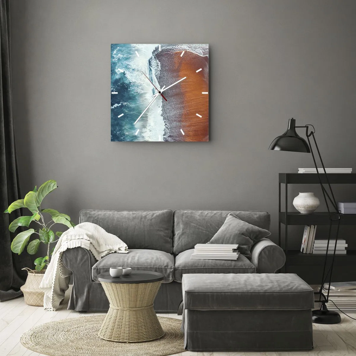 Relógio de parede - Relógio em vidro - Toque do oceano - 40x40 cm