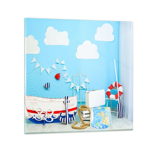 Quadro em vidro - Saudade infantil da aventura - 30x30 cm