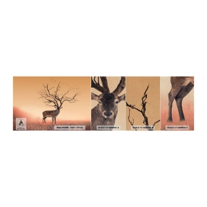 Amostra de papel de parede Premium Sand - Cervo - o espírito eterno da floresta - Abstração, Cervo, Natureza - 100x30 cm