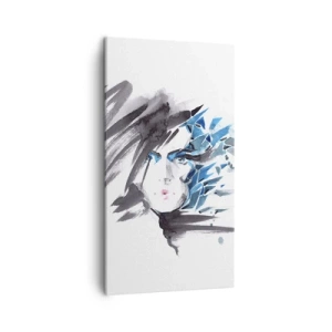 Quadro em tela - Retrato sensual em cinza e azul - 45x80 cm