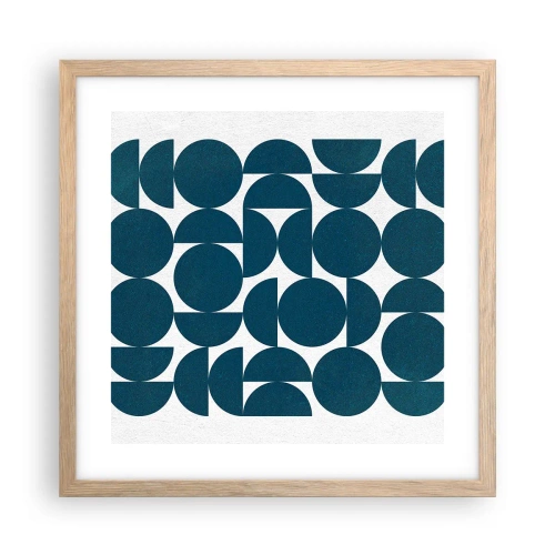 Pôster com moldura de carvalho claro - Círculos e semicírculos - 40x40 cm