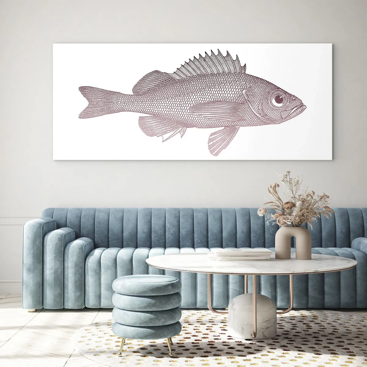 Quadro em vidro - Peixe de olhos grandes - 90x30 cm