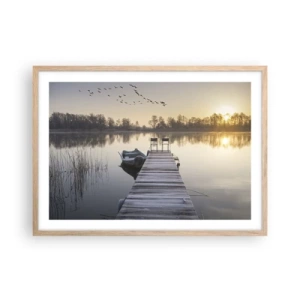 Pôster com moldura de carvalho claro - Voltarei dentro de algum tempo - 70x50 cm