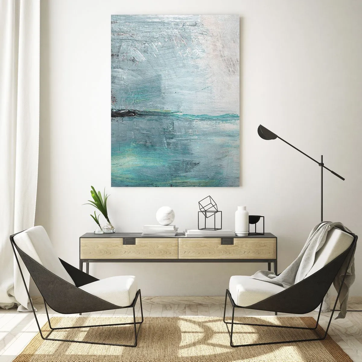 Quadro em vidro - Horizontalmente em azul - 50x70 cm