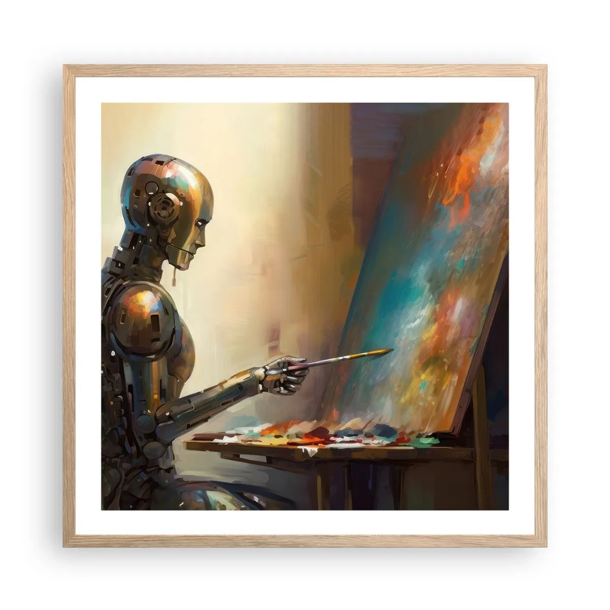 Pôster com moldura de carvalho claro - A arte do futuro - 60x60 cm