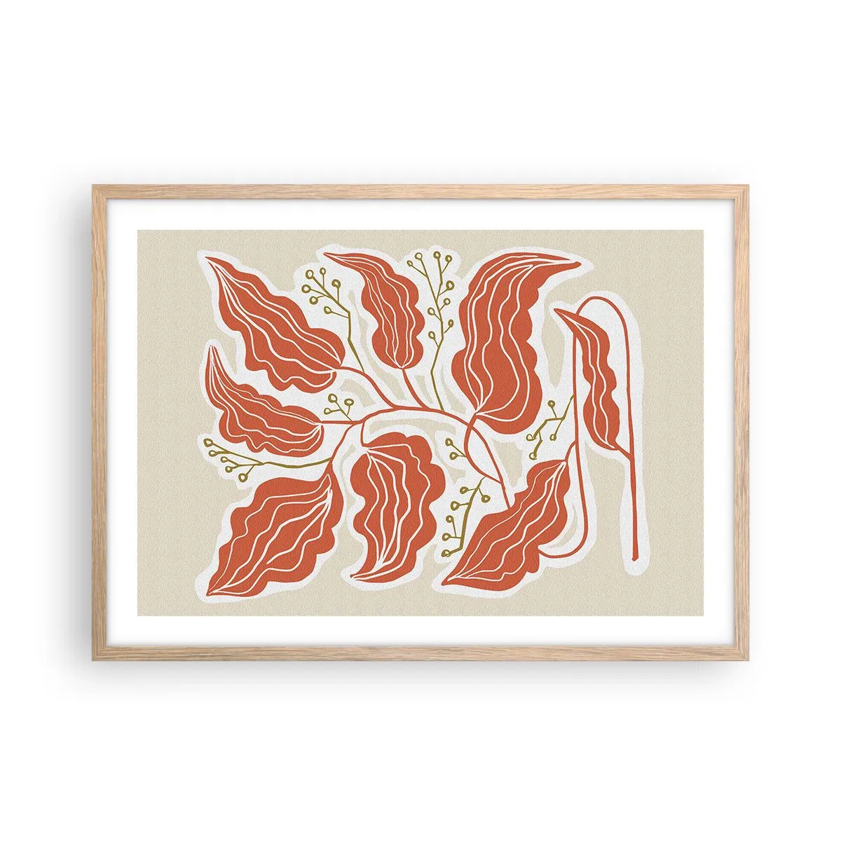 Pôster com moldura de carvalho claro - Folclórico e coral - 70x50 cm