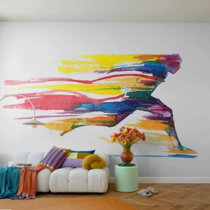 Papel de Parede Premium Sand - Correndo pelo arco-íris - Abstração, Esporte, Corredor - 100x70 cm