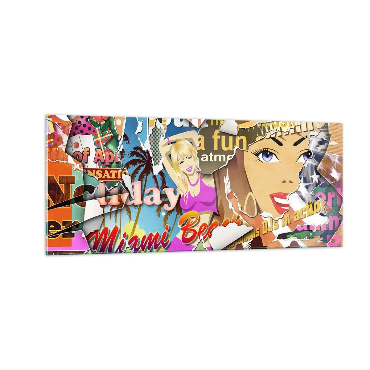 Quadro em vidro - Flashbacks das férias - 100x40 cm