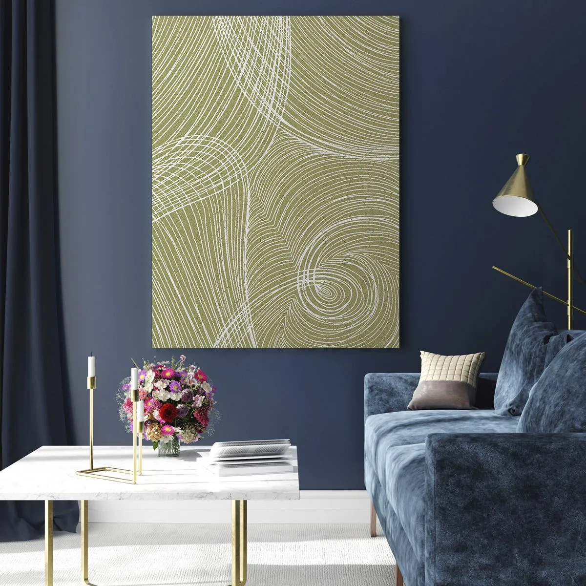 Quadro em vidro - Abstração intrincada em branco - 50x70 cm