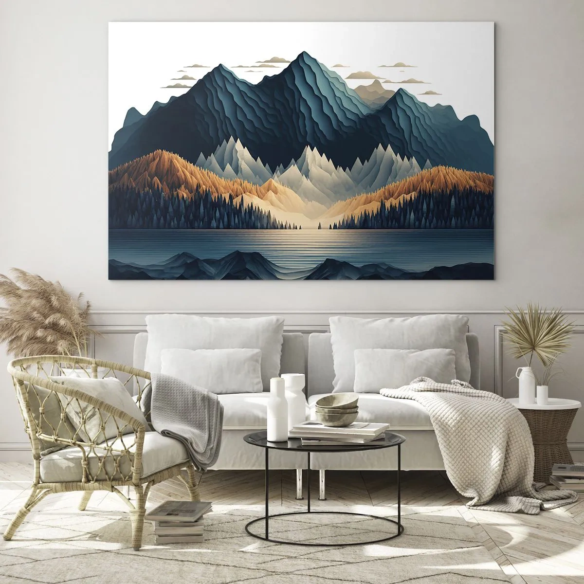 Quadro em vidro - Paisagem montanhosa perfeita - 100x70 cm