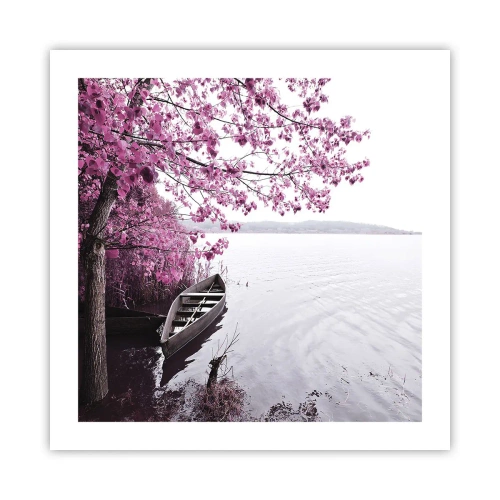 Pôster - Em silêncio cor-de-rosa - 50x50 cm