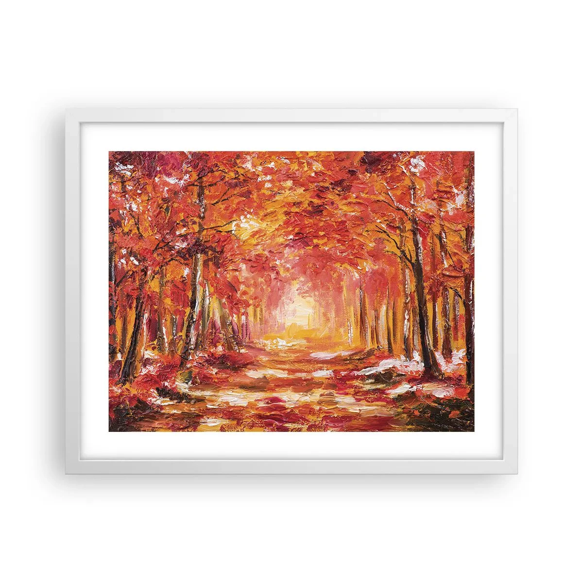 Pôster em moldura branca - Floresta de cobre - 50x40 cm