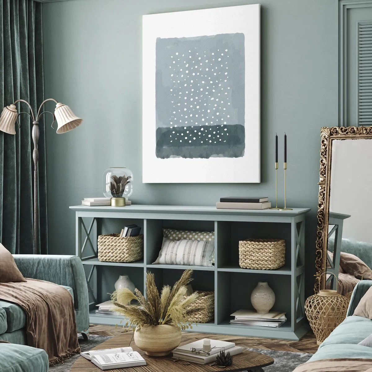 Quadro em tela - Cultivado em azul - 45x80 cm