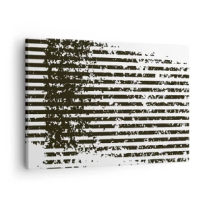 Quadro em tela - Linhas abstratas com efeito desgastado em preto e branco - 70x50cm - Ritmo e ruído - Decoração de parede moderna para a sala de estar e quarto ARTTOR
