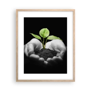 Pôster com moldura de carvalho claro - Eu amo a natureza, eu a protejo - 40x50 cm