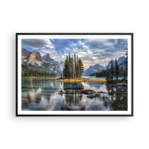 Pôster com moldura preta - Por águas grandes e límpidas… - 100x70 cm