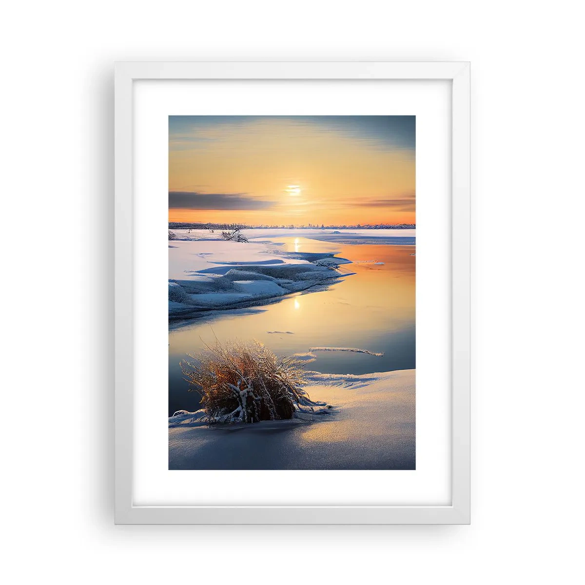 Pôster em moldura branca - Pôr do sol de inverno - 30x40 cm