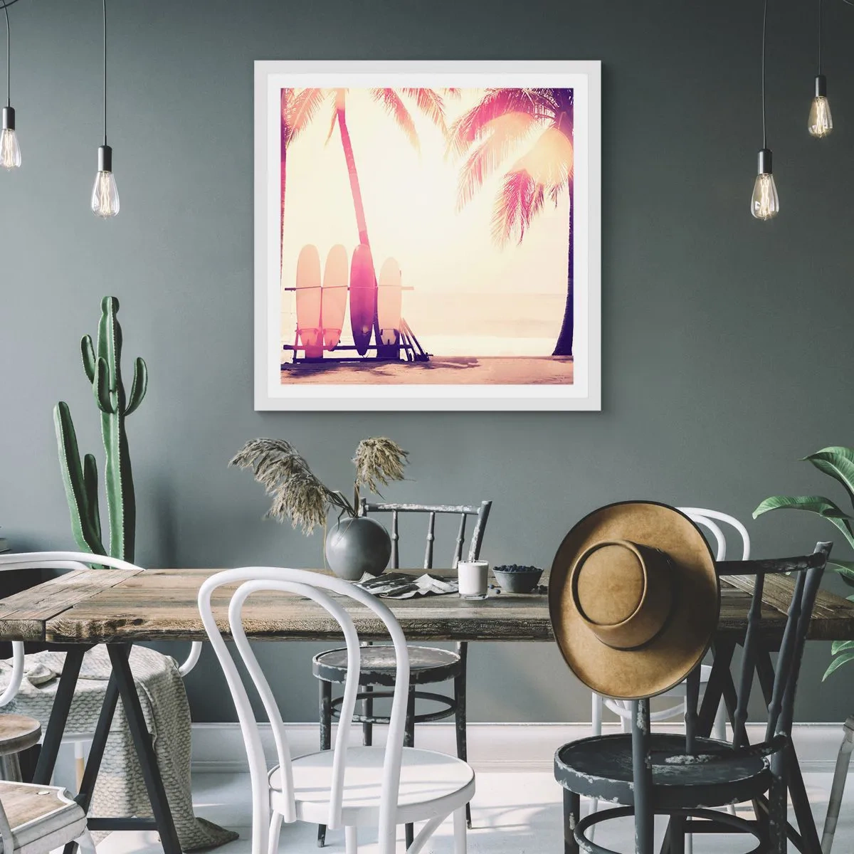 Pôster em moldura branca - Vai ser um grande dia - 60x60 cm