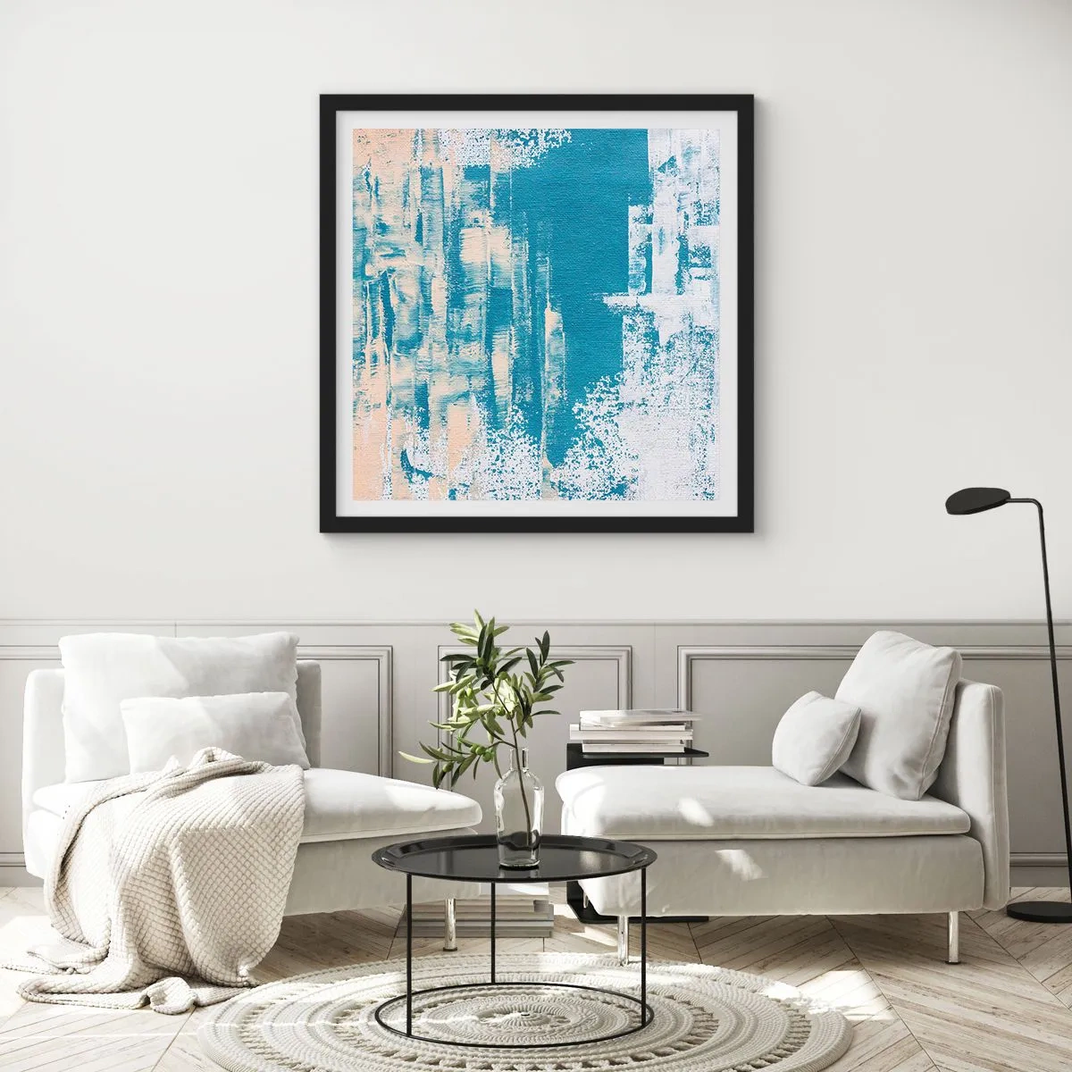 Pôster com moldura preta - Através da estalactite de gelo - 60x60 cm