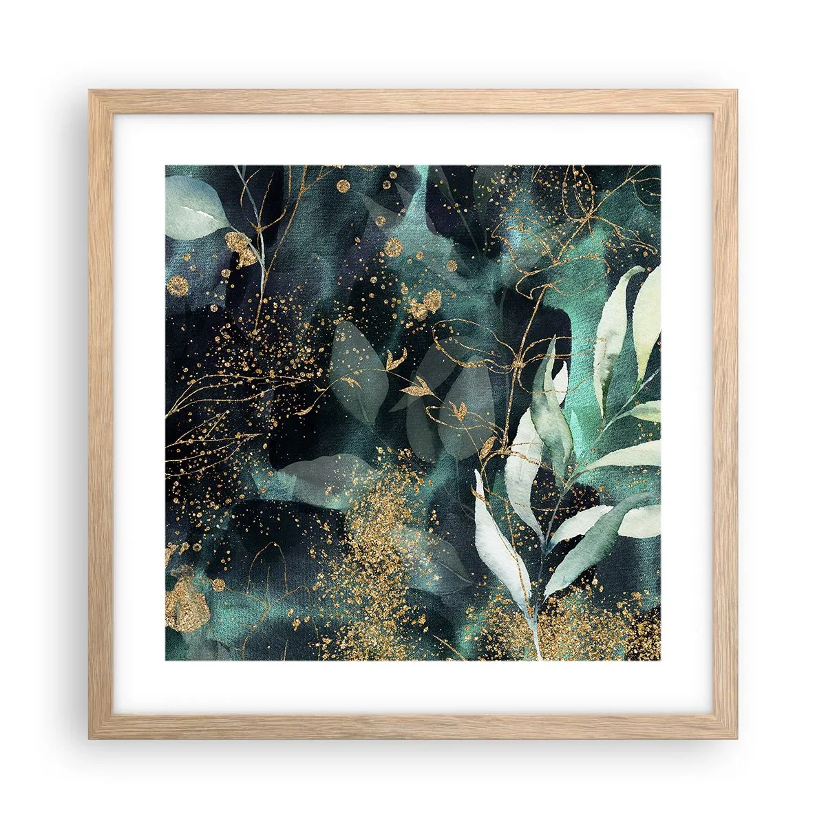Pôster com moldura de carvalho claro - Jardim Mágico - 40x40 cm