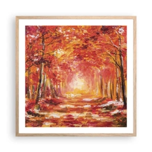 Pôster com moldura de carvalho claro - Floresta de cobre - 60x60 cm