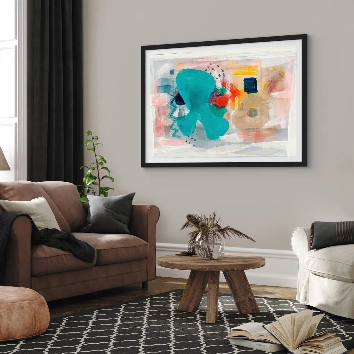 Pôster com moldura preta - Jogo colorido - 100x70 cm