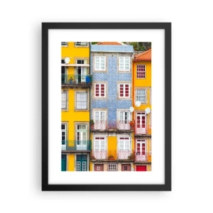 Pôster com moldura preta - Cores da cidade velha - 30x40 cm