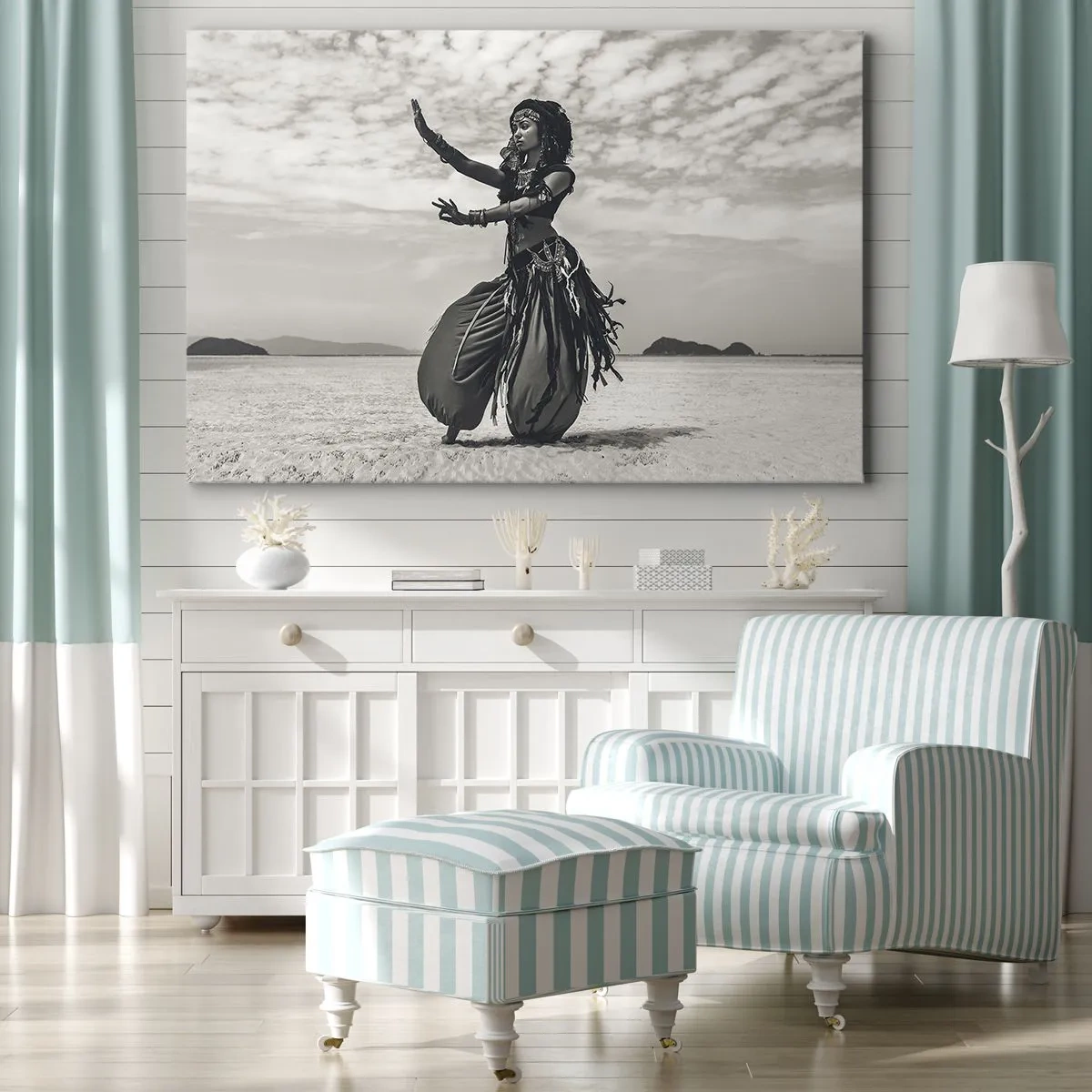 Quadro em tela - Dançarina exótica em um cenário desértico - 70x50cm - Dança das Ilhas do Sul - Decoração de parede moderna para a sala de estar e quarto ARTTOR